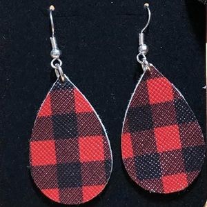 BUFFALO PLAID LEATHER EARRINGS